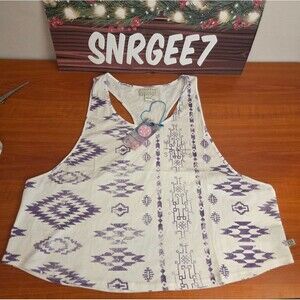 MAUI AND SON CALI ROOTS CROP TANK WOMENS sz L SURFER BEACH NWT DEEP LAVENDER